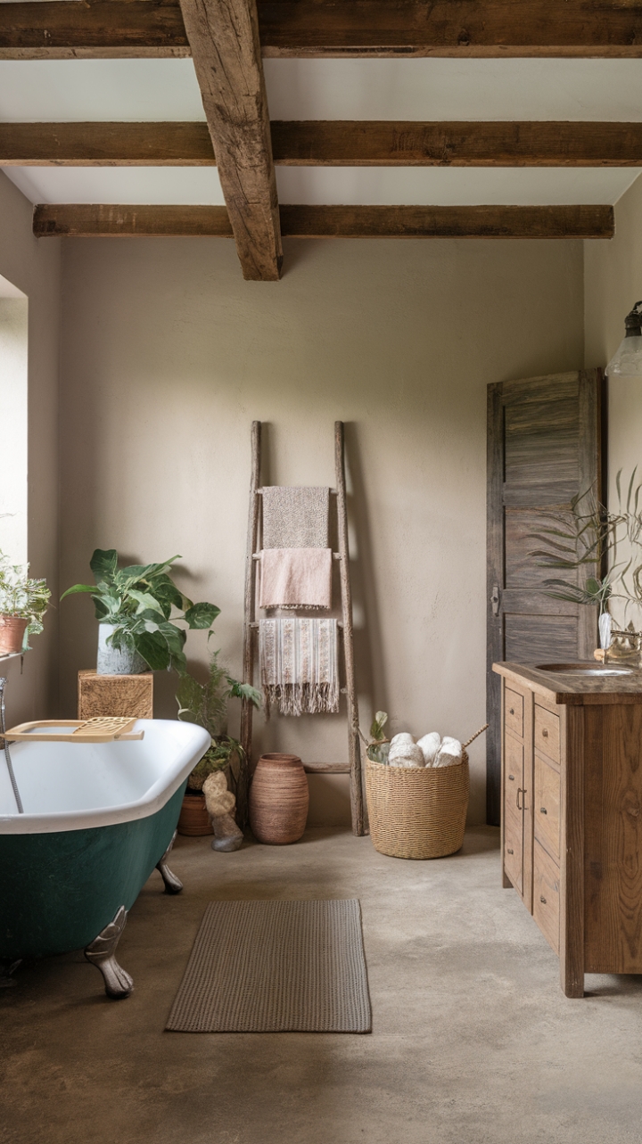 Bohemian Charm Transforms Your Farmhouse Bathroom into a Cozy, Eclectic Retreat