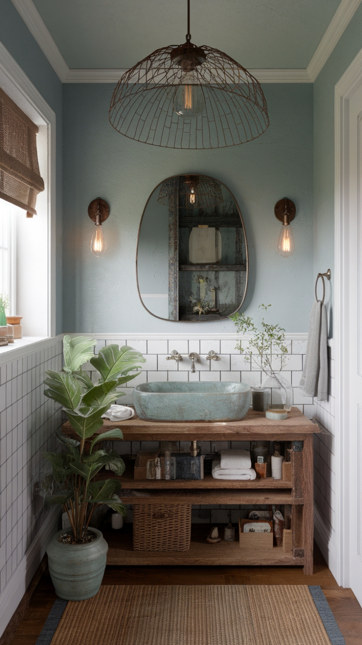 Bohemian Meets Farmhouse: A Playful Bathroom Retreat