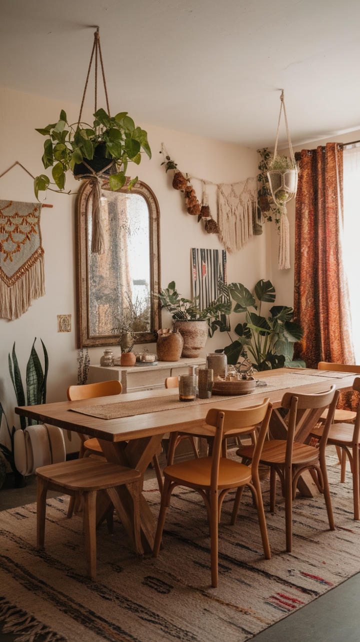 Rustic Charm Meets Bohemian Soul: A Warm, Inviting Dining Space