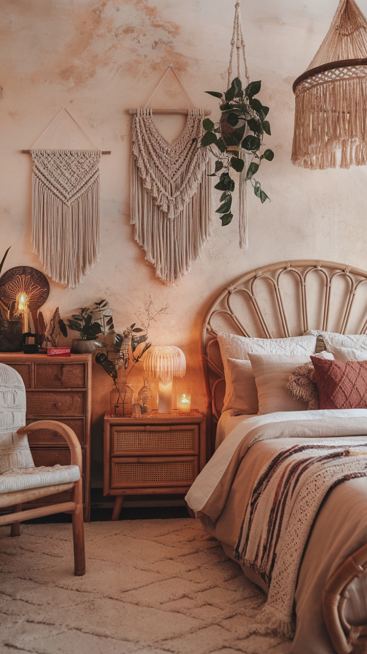 Bohemian Bliss: A Textured, Earthy Bedroom Retreat