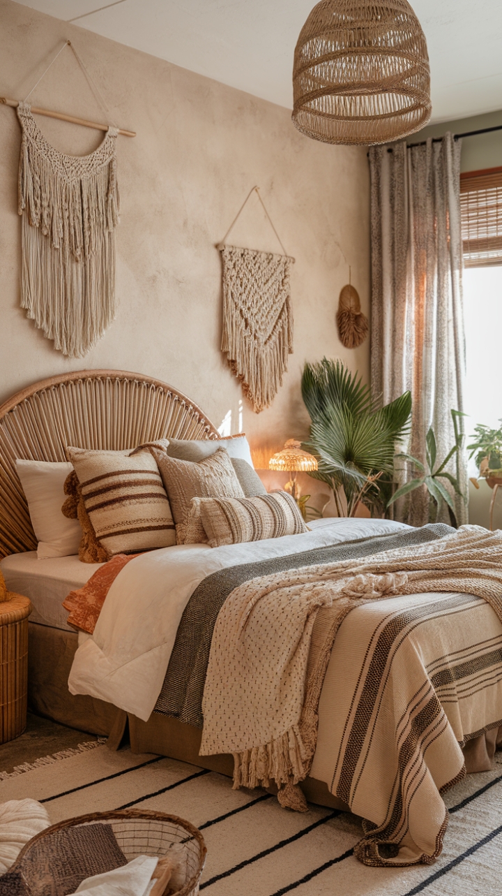 Bohemian Sanctuary: A Cozy Rattan and Macrame Dreamscape